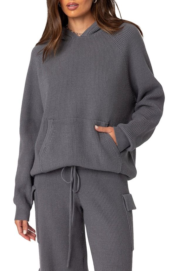 アディクテッド レディース アウター パーカー・スウェット セーター EDIKTED Wynter Sweater Hoodie Gray グレー