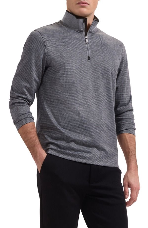 ブガッチ メンズ アウター パーカー・スウェット ハーフジップ Bugatchi Softouch Quarter Zipullover Graphite グラファイト