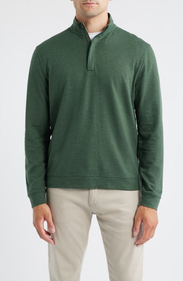 ジョニー オー メンズ アウター パーカー・スウェット ハーフジップ johnnieO Rubin Herringbone Quarter Zip Moss