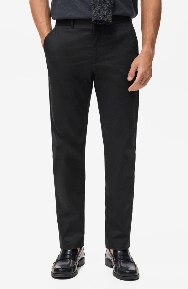 マンゴ メンズ ボトムス カジュアルパンツ スリムフィット MANGO Dublino Slim Fit Flat Front Stretch Chinos Black ブラック
