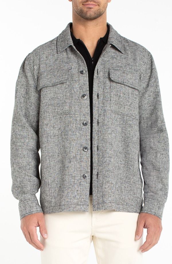 リヴァプール ロサンゼルス メンズ アウター ジャケット・ブルゾン シャツ Liverpoolos Angeles Marled Flapocket Overshirt Black Multi ブラッ