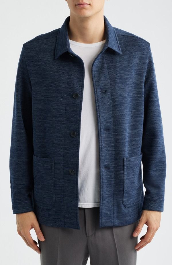 ボス メンズ アウター ジャケット・ブルゾン シャツ ニット BOSS Carper Knit Shirt Jacket Dark Blue ブルー