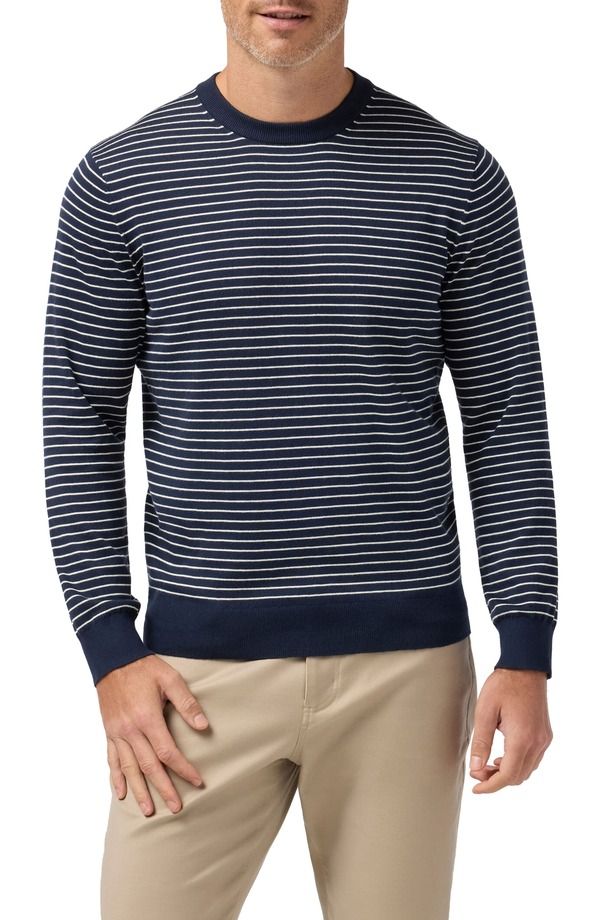 ミズンメイン メンズ アウター パーカー・スウェット クルーネック セーター コットン MizzenMain Ashe Stripe Crewneck Cotton Blend Sweater Nav