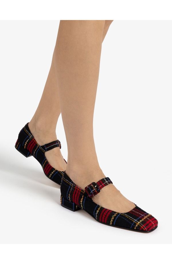 ペネロペシルバーズ レディース シューズ パンプス Penelope Chilvers Plaid Mary Jane Black Red ブラック