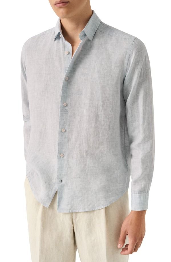 エトン メンズ トップス シャツ レギュラーフィット リネン Eton Regular Fit Linen Dresshirt Light Blue ブルー