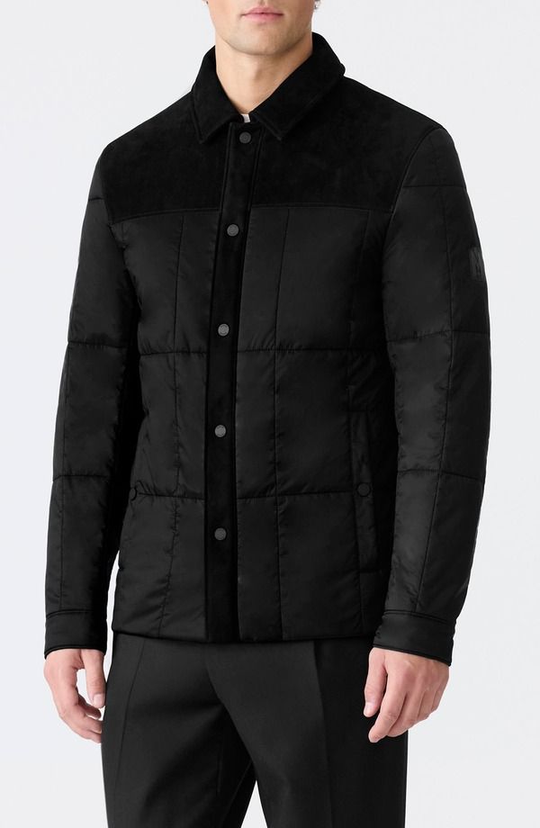 マッカージュ メンズ アウター ジャケット・ブルゾン シャツ Mackage Henrick Mixed Media Insulated Wateresistant Shirt Jacket Blac