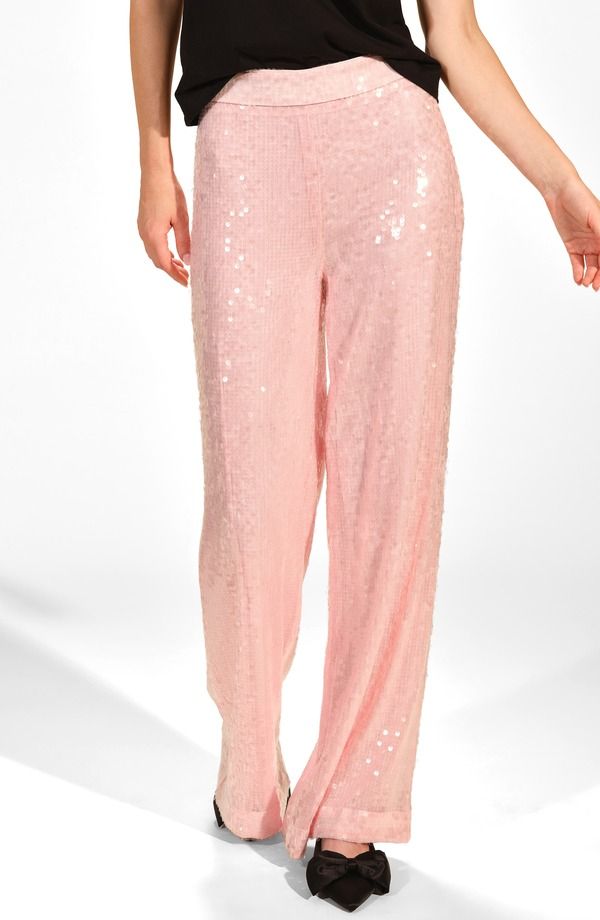 アイザック・ミズラヒ レディース ボトムス レギンス ワイドレッグ パンツ スパンコール Isaac Mizrahi New York Sequin Wide Leg Pants Orchid Pin