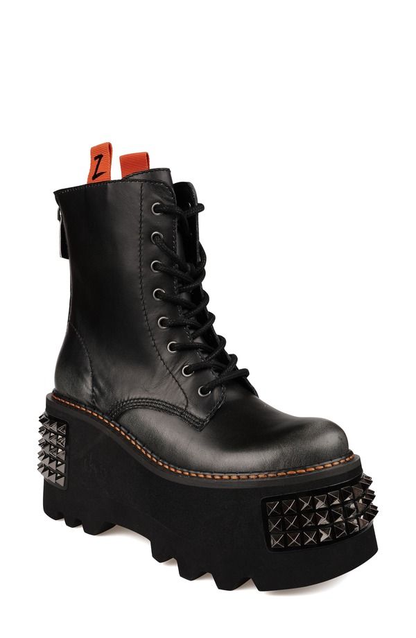 ジジ レディース シューズ ブーツ・レインブーツ プラットフォーム ZIGI Leysa Studded Platform Combat Boot Black ブラック 59,840円