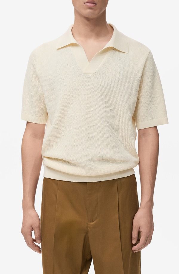 マンゴ メンズ トップス ポロシャツ ニット MANGO Structured Knit Polo Ecru エクリュ 14,896円