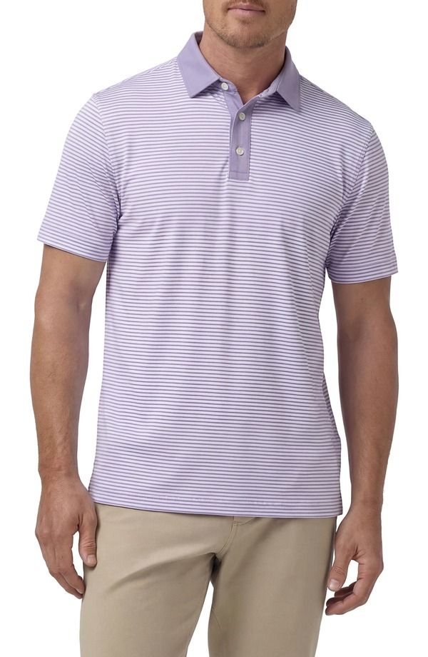 ミズンメイン メンズ トップス ポロシャツ MizzenMain Versa Trim Fit Performance Golf Polo Purple Dusk Stripe パープル