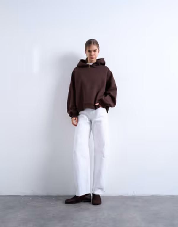 トップショップ レディース ボトムス デニムパンツ ジーンズ Topshop Barrel mid rise jeans WHITE ホワイト
