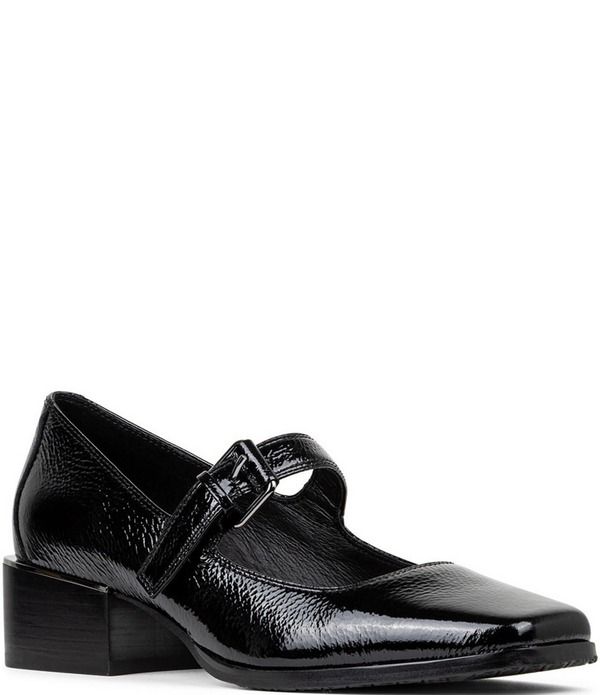 ドナルドプリネール レディース シューズ ヒール レザー Donald Pliner Amiya Crinkle Patent Leather Mary Jane Stacked Block Heel