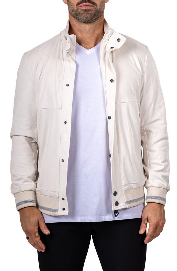マセオ メンズ アウター ジャケット・ブルゾン Maceoo Bomber Jacket White ホワイト