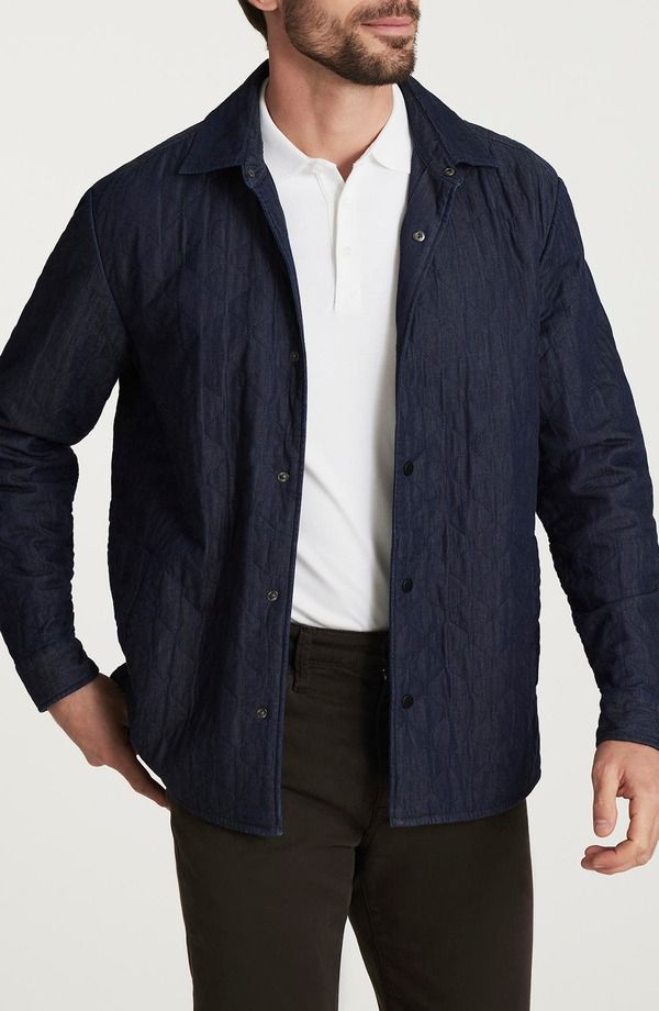 ３４ヘリテージ メンズ アウター ジャケット・ブルゾン キルティング シャツ デニム 34 Heritage Quiltedenim Overshirt Rinse デニム