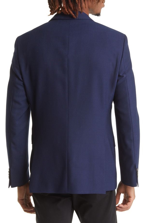 ボス メンズ アウター ジャケット・ブルゾン スリムフィット ウール コート BOSS Hutson Slim Fit Navy Wool Sport Coat Nvy ネイビー