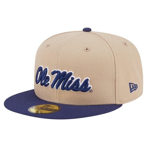 ニューエラ メンズ アクセサリー 帽子 Mens New Era Khaki Ole Miss Rebels TwoTone 59FIFTY Fitted Hat Khaki カーキ