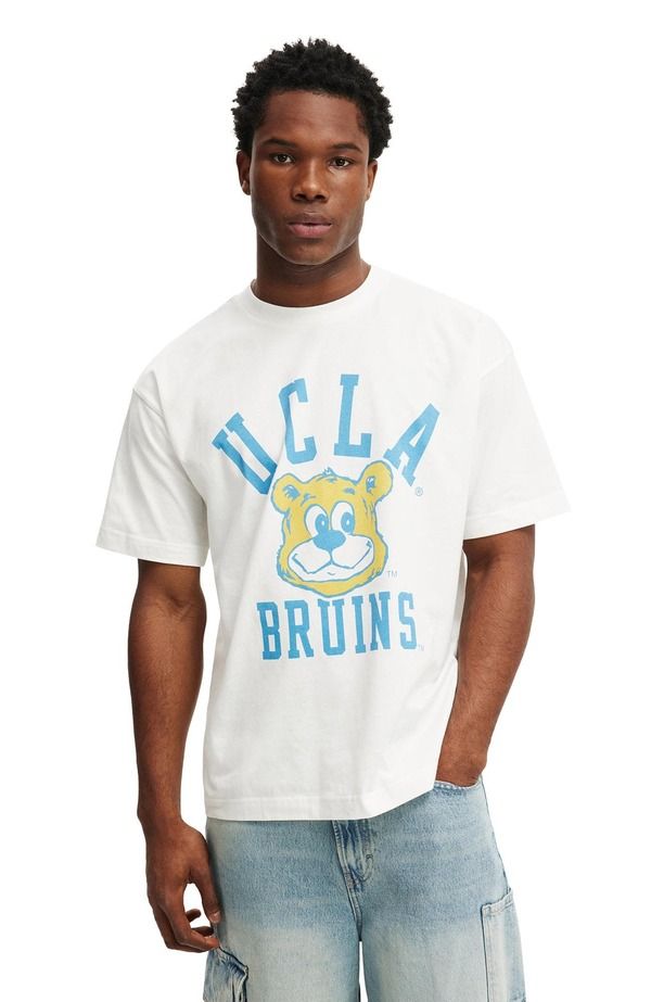 コットンオン レディース トップス Tシャツ Cotton Mens Box Fit License TShirt Lcn Ucl Vintage White Ucla ホワイト