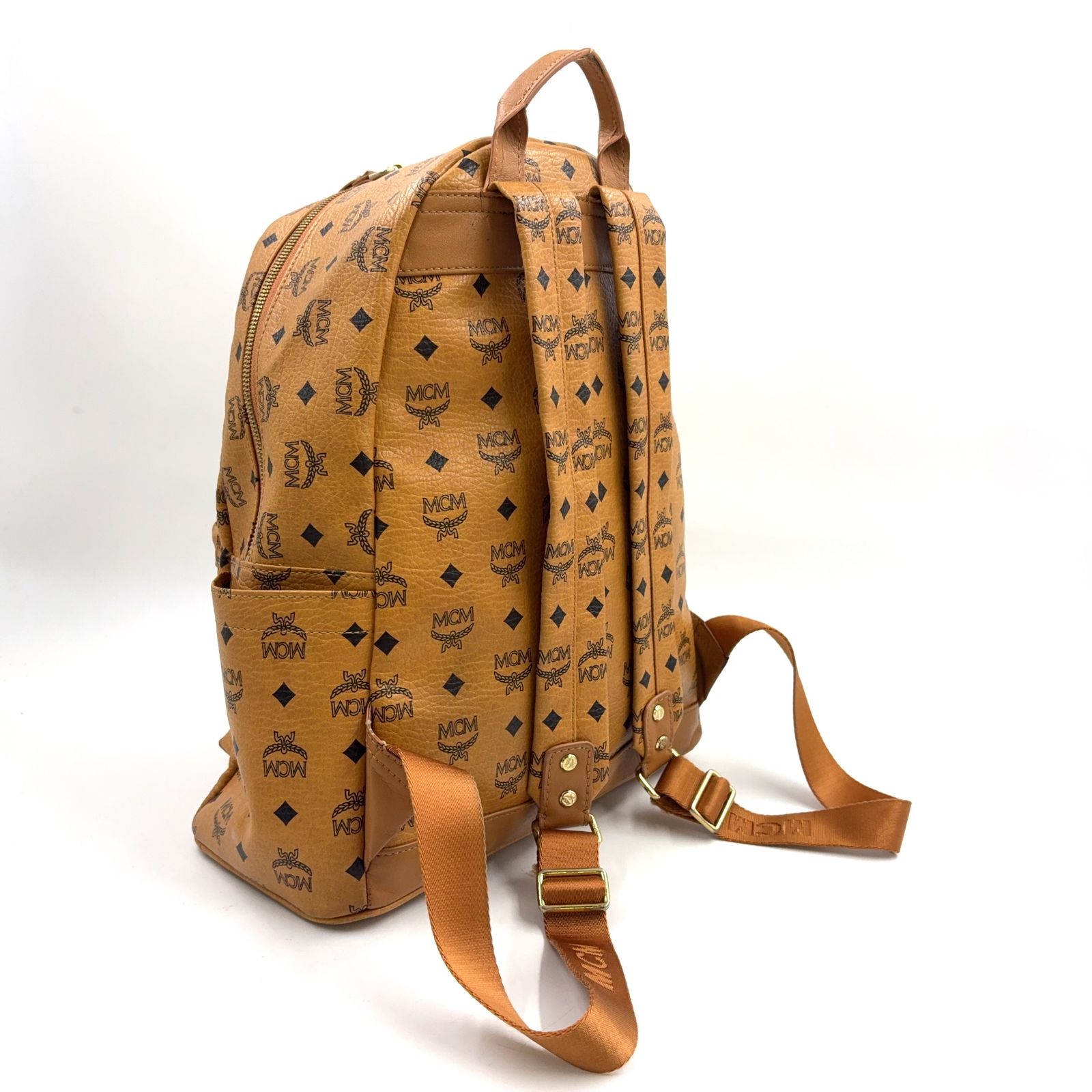 新着】MCM ロゴグラム スタッズ レザー、PVC ライトブラウン バック