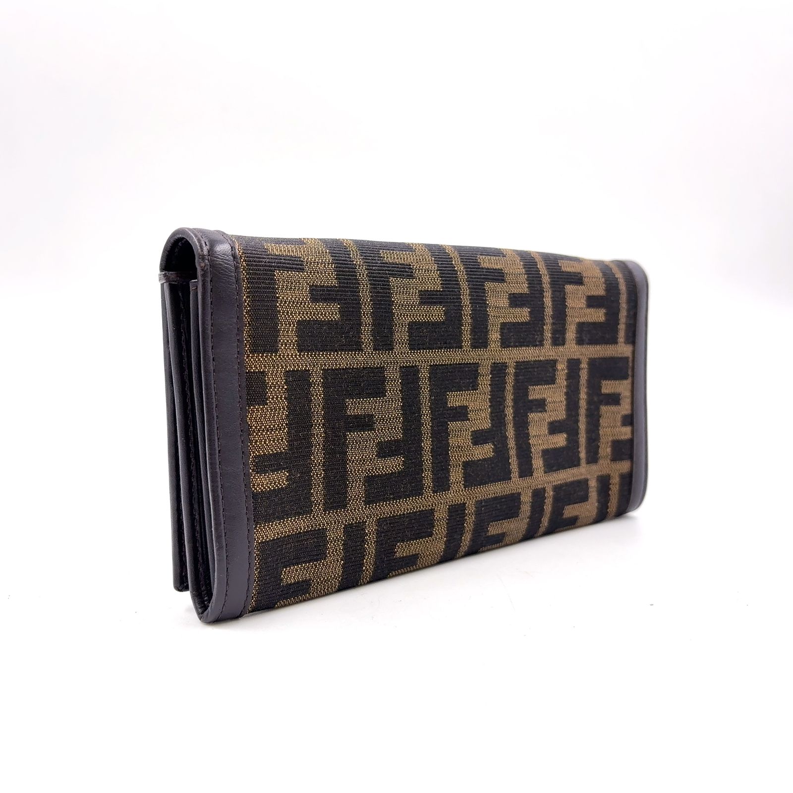 新着】FENDI ズッカ柄 レザー、キャンバス ブラウン、ブラック 二