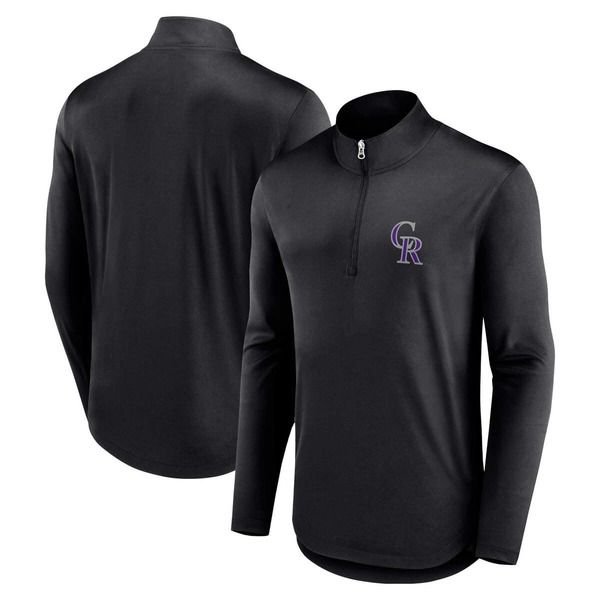 ファナティクス メンズ アウター パーカー・スウェット Mens Fanatics Branded Black Colorado Rockies Quarterback QuarterZip Top