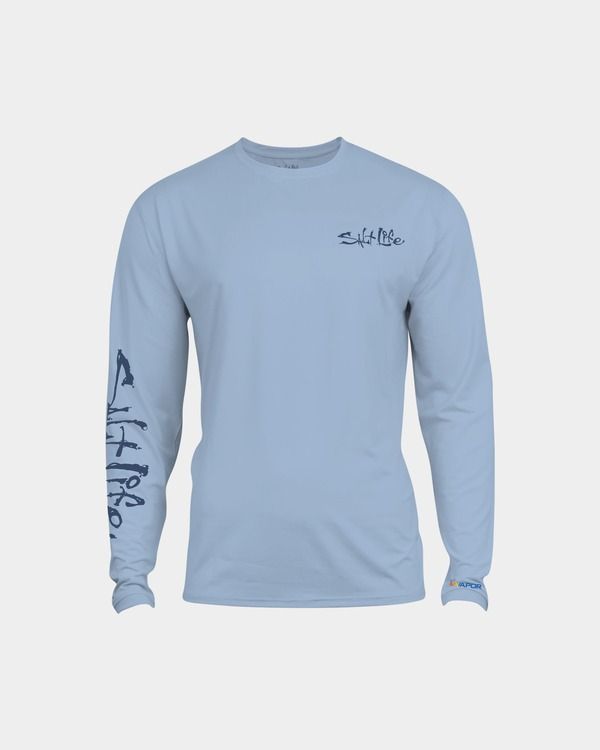 ソルトライフ メンズ トップス シャツ Salt Life Sailfish N Bones Long Sleeve Performance Tee Glacial Blue Heather ヘザー