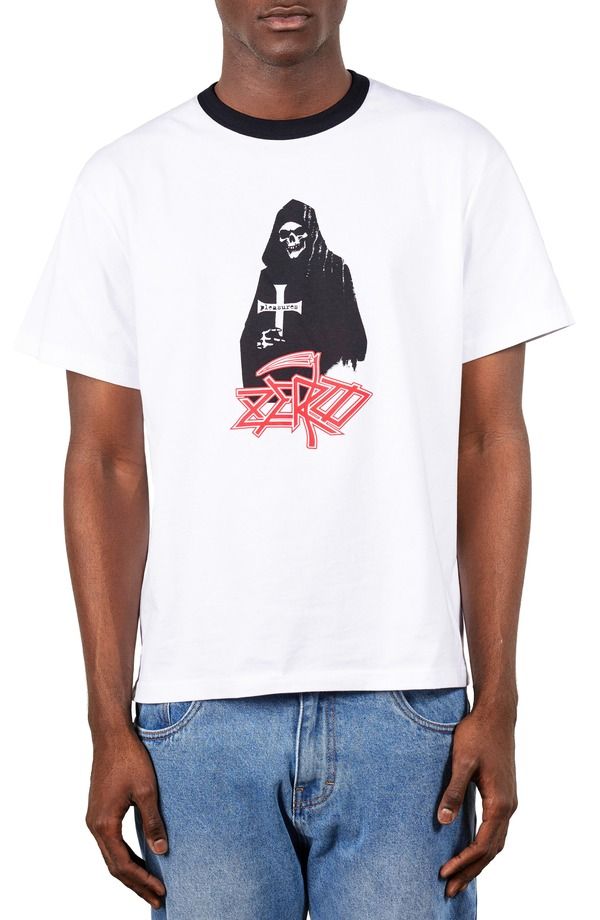 プレジャーズ メンズ トップス Tシャツ グラフィック PLEASURES X Zero Skateboards Reaperinger Graphic TShirt White ホワイト