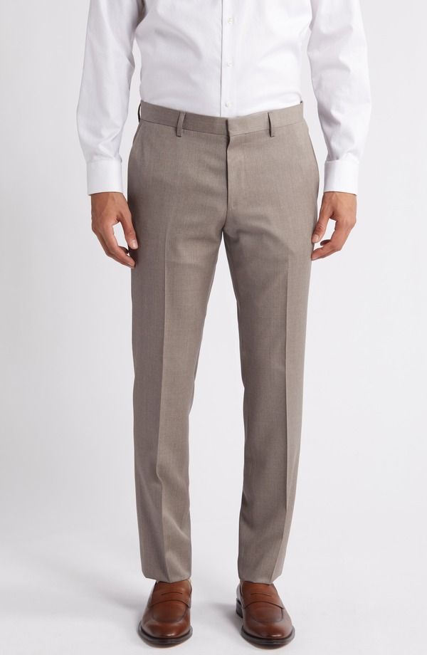 ボス メンズ ボトムス カジュアルパンツ スリムフィット ウール BOSS Geniuslim Fit Wool Suit Pants Light Beige ベージュ
