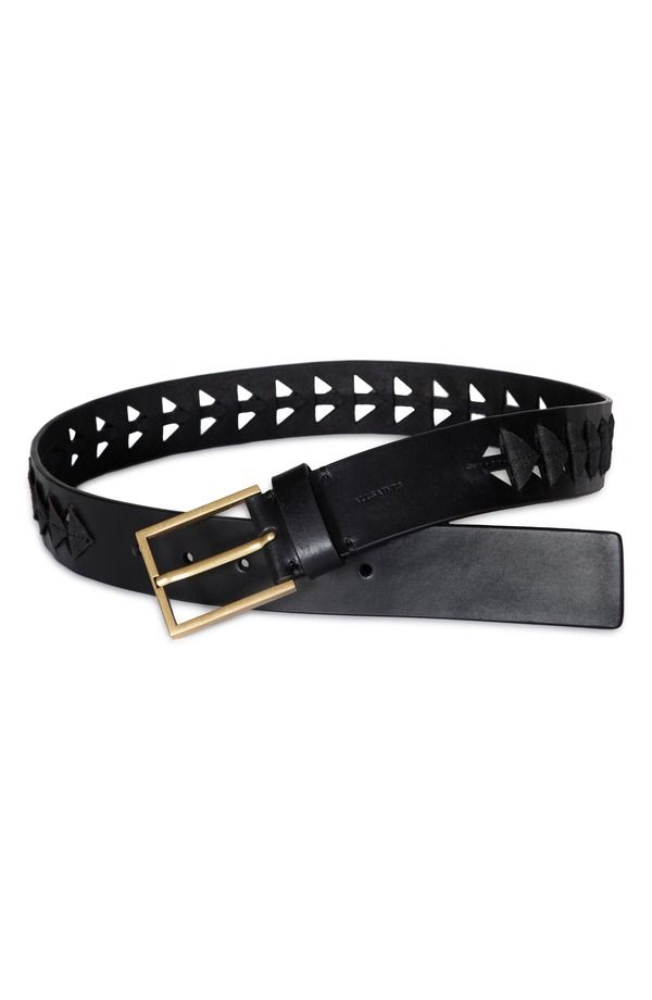 オールセインツ レディース アクセサリー ベルト レザー AllSaints Triangle Slice Leather Belt Black Antique Brass ブラック