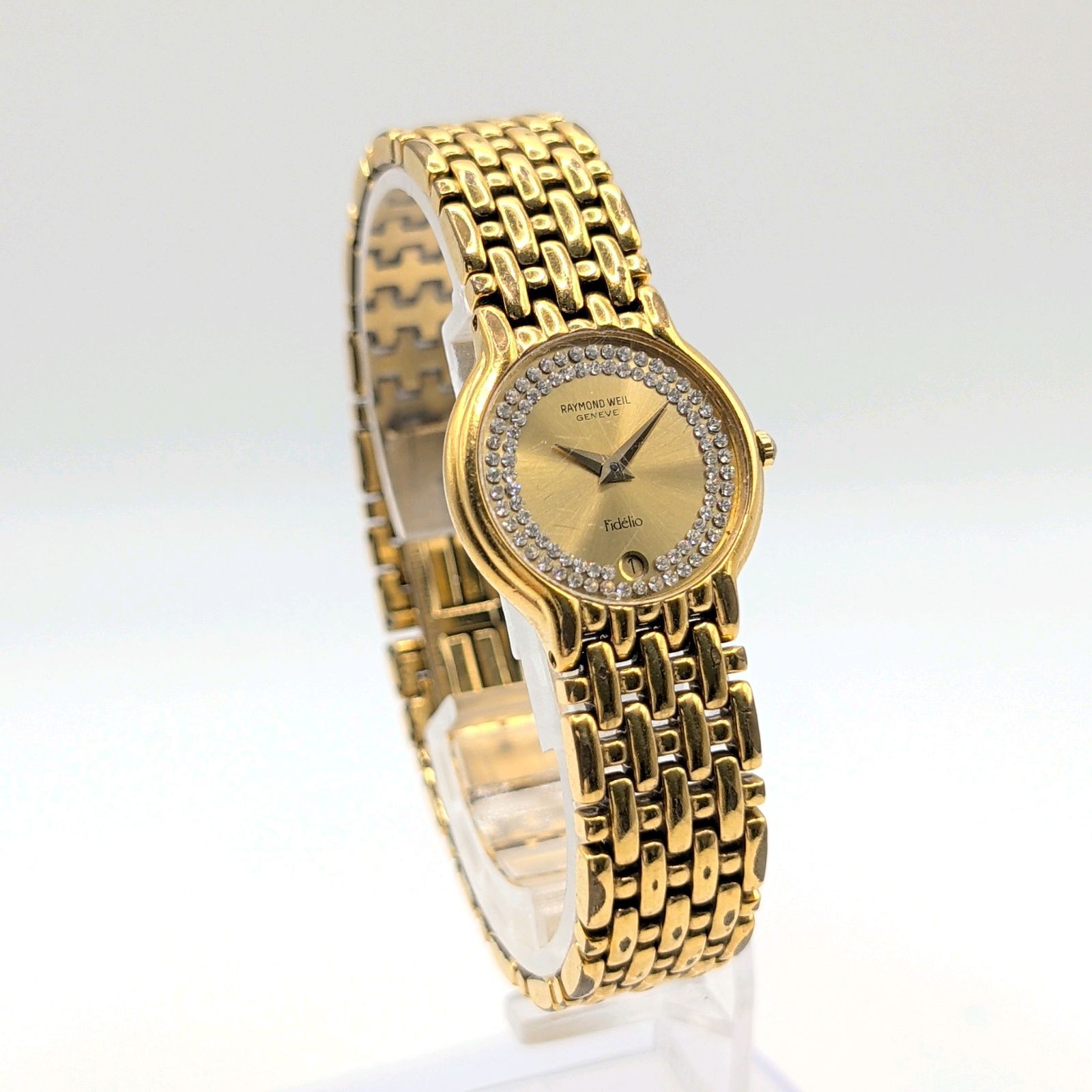 RAYMOND WEIL Watch Quartz Ladies Round Gold Stones Date Y2K 00S