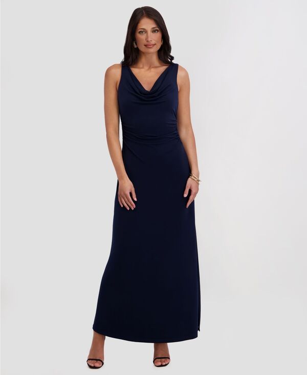 ケンジー レディース トップス ワンピース ドレープ ノースリーブ マキシ Kensie Womens Draped Cowlneck Sleeveless Maxi Dress Navy ネイビー