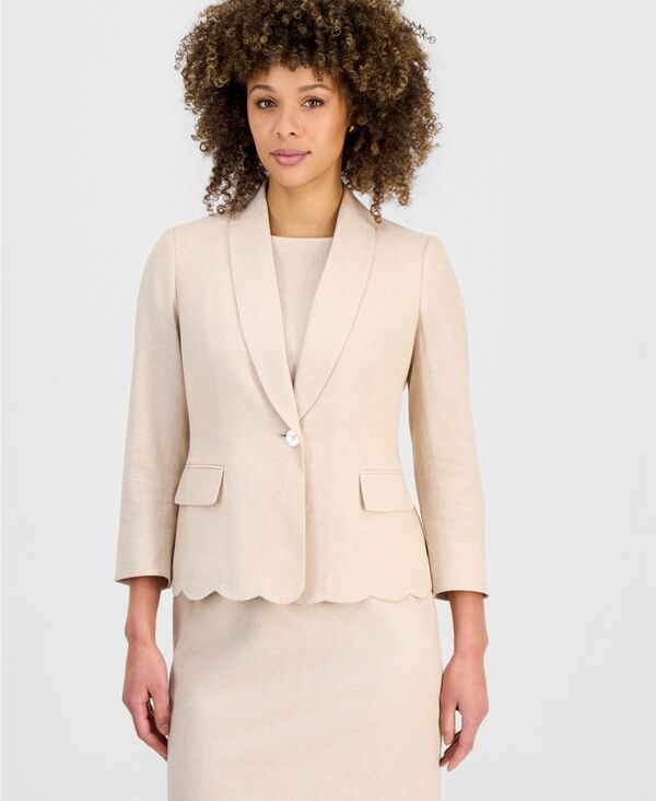 カスパール レディース アウター ジャケット・ブルゾン ブレザー Kasper WomenshawlLapel Scalloped Blazer Sesamevanilla Ice