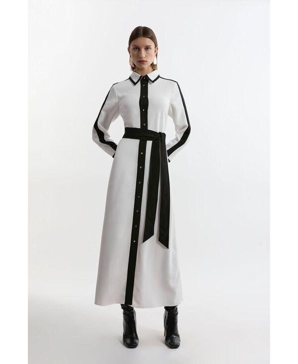 カレンミレン レディース トップス ワンピース ミディ シャツ Karen Millen Womens Belted Midi Shirt Dress Ivory アイボリー