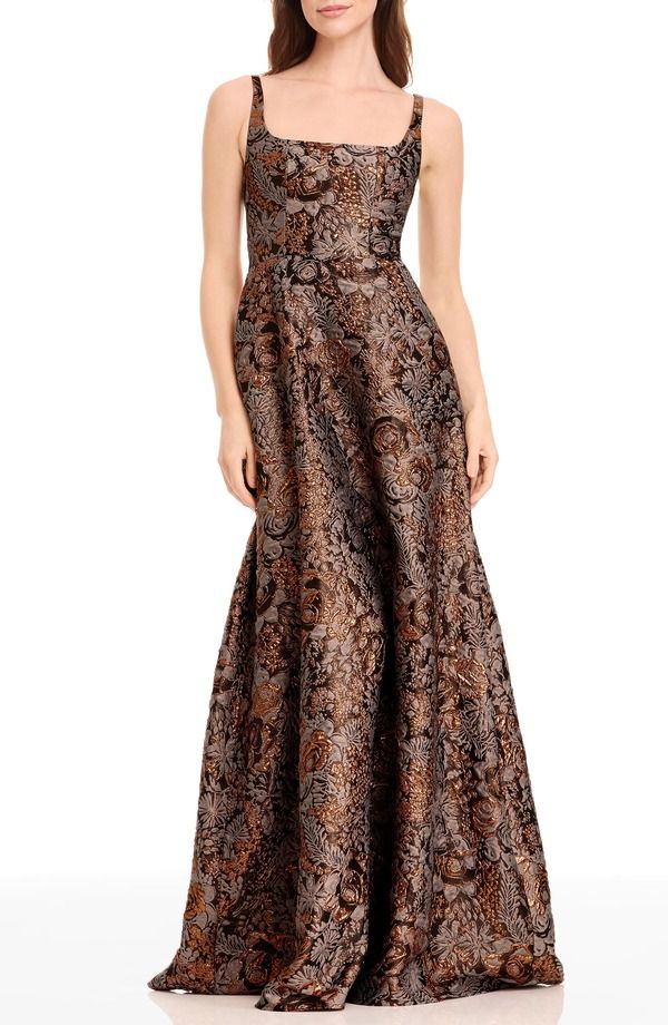 ドレスザポプレーション レディース トップス ワンピース A ライン フラワー柄 トール フラワー Dress the Population Vienna Metallic Floral Jacqua