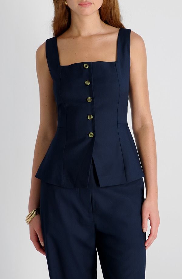 フレンチコネクション レディース トップス シャツ French Connection Square Neck Twill Top Marine