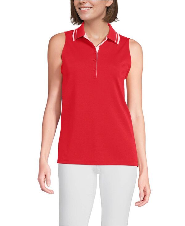 ランズエンド レディース トップス シャツ コットン Lands End Womensupima Cotton Polo Compass redwhite ホワイト