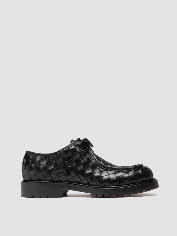 オフィチーネクリエイティブ メンズ シューズ オックスフォード ダービー レザー Officine Creative Boss 015 Woven Leather Derby Shoes Black