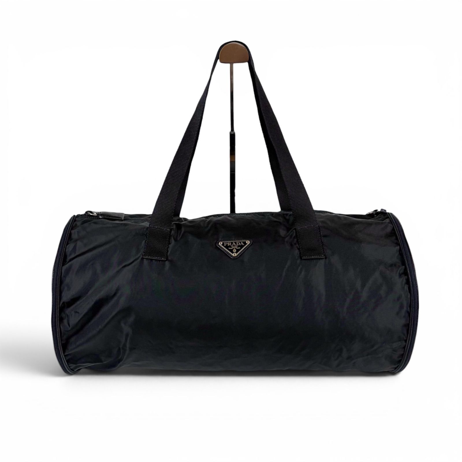 PRADA ボストンバッグ ショルダーバッグ トライアングルロゴ ナイロン 黒 プラダ PRADA トライアングルロゴ ミニボストンバッグ セミショルダー