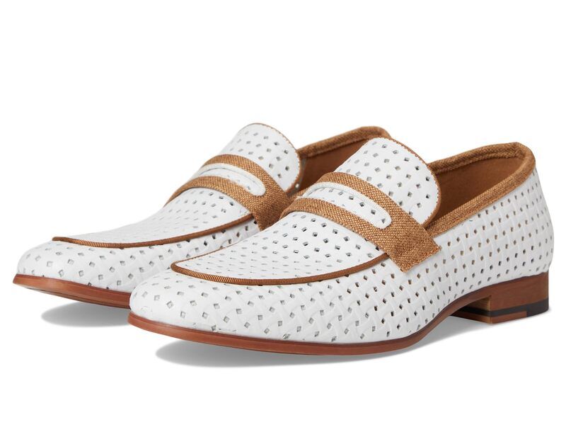 ステイシーアダムス メンズ シューズ スリッポン・ローファー Stacy Adams Winstead Saddle SlipOn White ホワイト