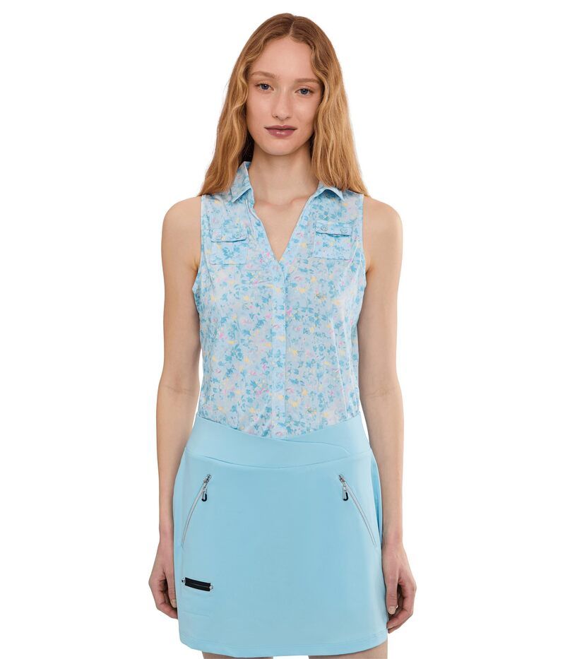 ジャイミーサドック レディース トップス シャツ プリント ノースリーブ Jamie Sadock Wildflower Print Sleeveless Top Blue ブルー