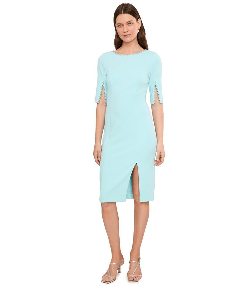 アドリアナ パペル レディース トップス ワンピース クレープ ミディ Adrianna Papell Split Sleeve Midi Crepe Dress Clear Sky