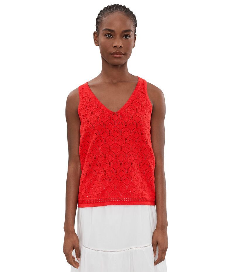 ヴィンスカムート レディース トップス シャツ Vince Camuto Pointelle Tank Lobste red レッド