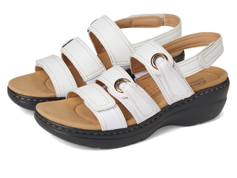クラークス レディース シューズ ヒール Clarks Merliah 2 Bali White Combi Leather ホワイト
