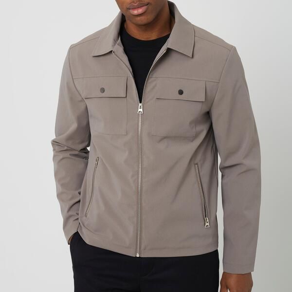 ブレーブソウル メンズ アウター ジャケット・ブルゾン Brave Soul BS Mens Zip Up Shacket with Chest Pockets Taupe トープ