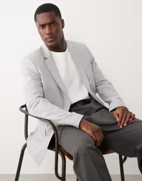 マンゴ メンズ アウター ジャケット・ブルゾン スリムフィット ブレザー Mango Parisuper slim fit suit blazer in stone part of a set STO