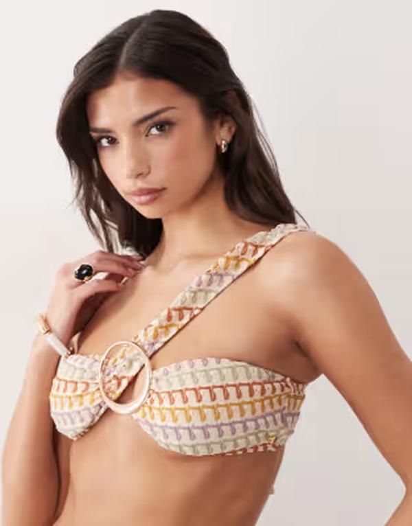 キャンディーパンツ レディース 水着 トップのみ Candypants chevron bikini top multi shimmer Pink multi ピンク