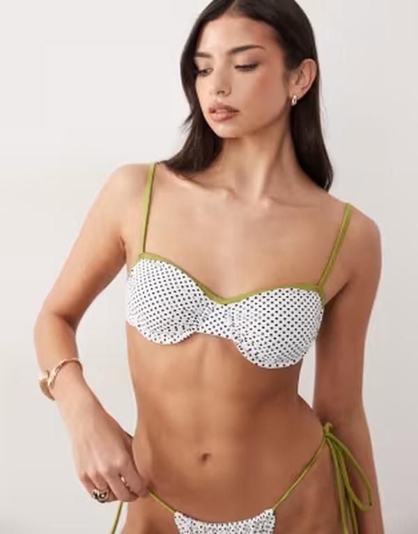 キャンディーパンツ レディース 水着 トップのみ ドット柄 ドット コントラスト Candypants underwire bikini top with contrastrim polka dot
