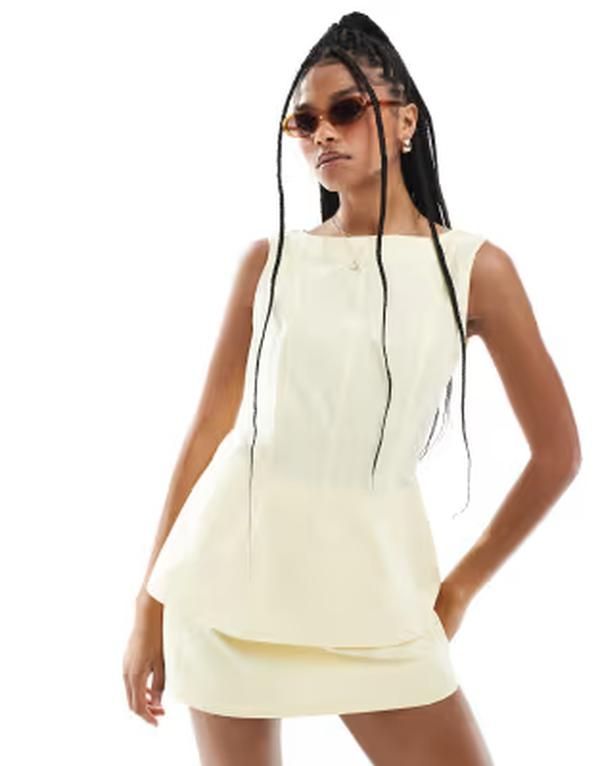 エイソス レディース トップス シャツ リネン ASOS DESIGN linen blend longline fitted top in buttermilk part of a set Butt 8,626円