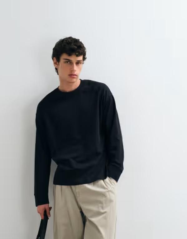 ジャック アンド ジョーンズ メンズ トップス Tシャツ Jack Jones heavyweight long sleeve top Black ブラック