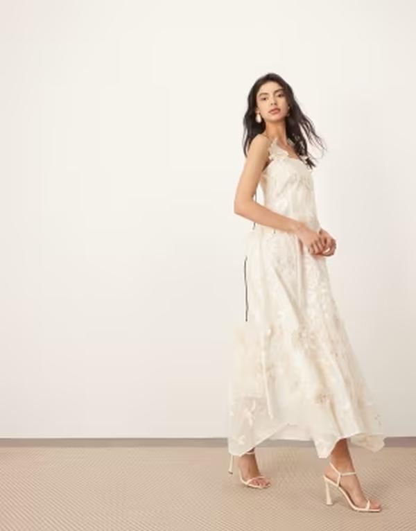 アレンジ レディース トップス ワンピース フラワー柄 刺繍 マキシ フラワー ARRANGE mirro red applique floral embroide red cami maxi dre