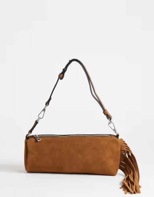トップショップ レディース バッグ レザー Topshop Jemma small realeather tassel shoulder bag in tan タン